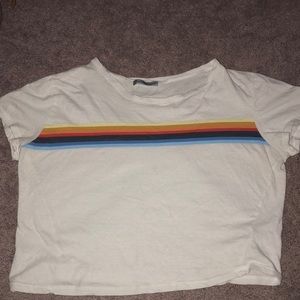 Rainbow striped crop top t shirt